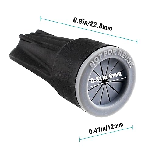 Litoexpe 50 Pieces Waterproof Wire Connectors, Medium Waterproof Wire Nuts Black Direct Burial Wire Nuts for Outdoor Landscape Lighting, Irrigation Valves, 1-3/8 x 11/16 Inch