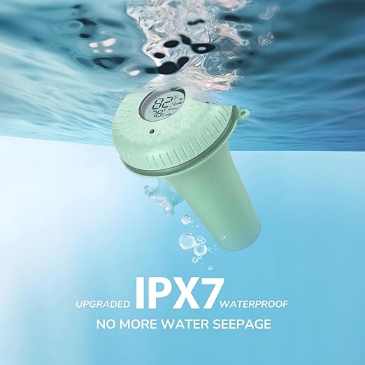 Firelex Wireless Digital Pool Thermometer Floating Easy Read, with Indoor Temperature Humidity Monitor for Swimming Pools Hot Tubs Small Ponds Aquariums