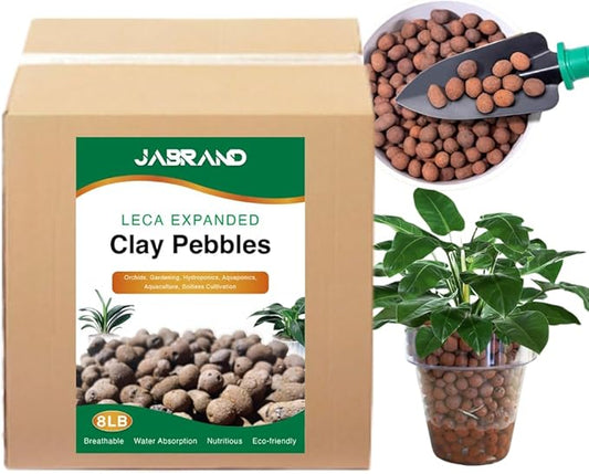 Jabrand LECA 8LBS Clay Pebbles, Organic Expanded Clay Pebbles 4mm-16mm Hydroponics Supplies Aquaponics Orchid for Indoor and Outdoor Garden Plants