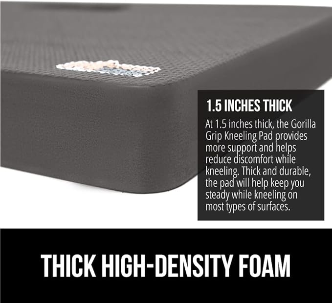 Gorilla Grip Extra Thick Kneeling Pad, Supportive Soft Foam Cushioning for Knee, Water Resistant Construction for Gardening, Bathing Baby, Workout Supplies, Lightweight, Garden Work Gifts