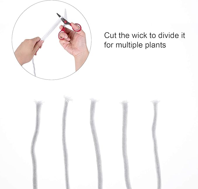 ORIMERC 30 feet 1/5 inch Self Watering Capillary Wicking Hydroponic Wick Cord Vacation Plant Sitter DIY Self-Watering Planter Pot Automatic Water System Device Potted Violet Auto Seedling Waterer Rope