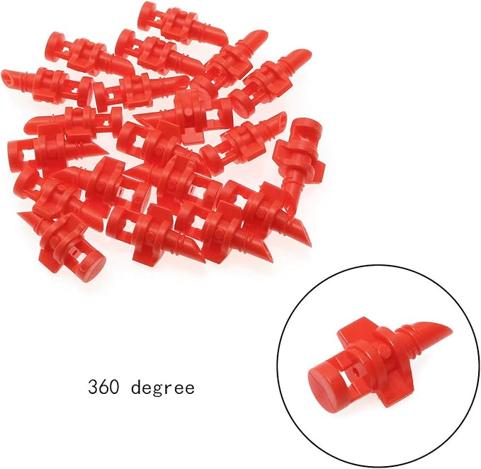 Maxmoral 60pcs Water Spray Misting Sprinkler Nozzle 90/180/360 Degree Micro Garden Water Spray Misting Nozzle Sprinkler Sprayer Lawn Irrigation Kit