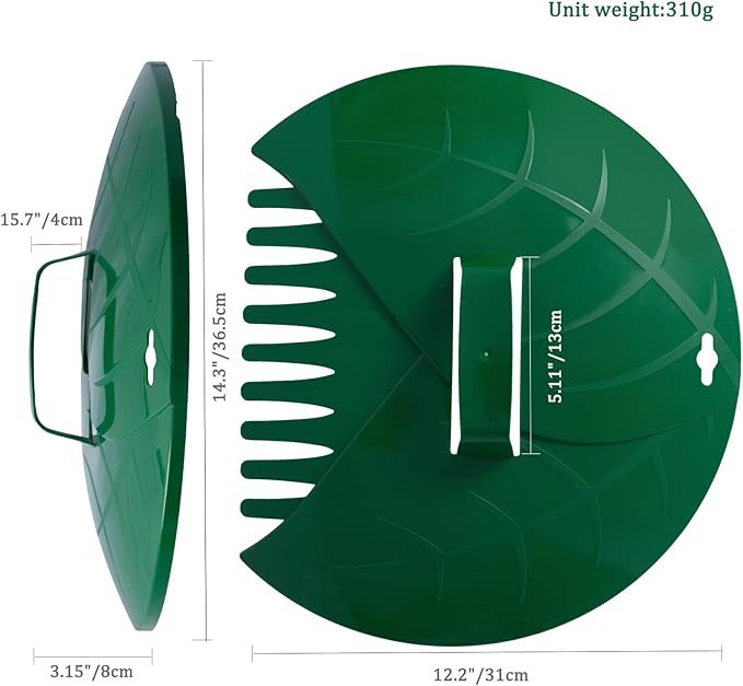 Eastrans 1set Leaf Scoops and Hand Rakes,Leaf Claws for Picking up Leaves,Grass Clippings and Lawn Debris,Dark Green,2pcs