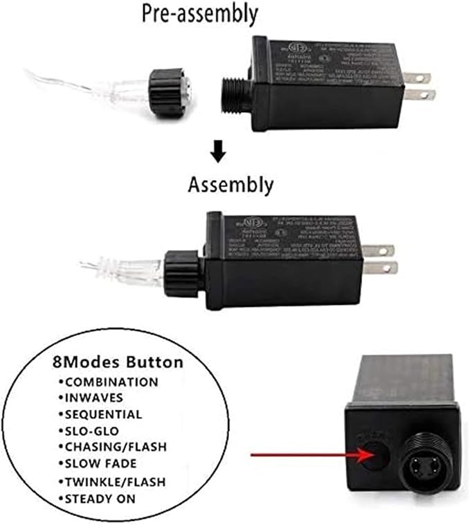 OZS 115Ft 300LED Cool White String Lights Indoor/Outdoor, Waterproof 8 Modes Christmas Lights, Green Wire Tree Lights for Party Wedding Garden Xmas Decorations (Cool White)