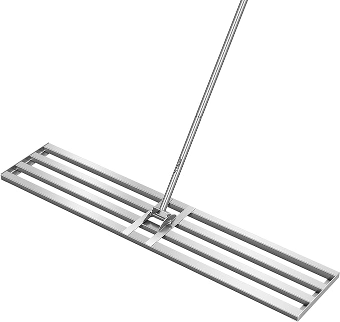 VIVOSUN 48" Lawn Leveling Rake, 48" x 10" x 78" Heavy-Duty Stainless Steel Lawn Leveler with 7FT Adjuatble Long Handle for High Effect, Metal Levelawn for Smooth Soil, Rustproof Rakes for Garden Yard