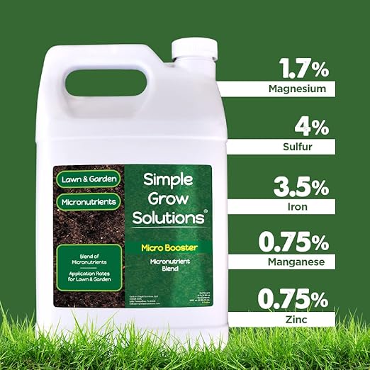 Organic Micronutrient Booster- Complete Plant & Turf Nutrients- Simple Grow Solutions- Natural Garden & Lawn Fertilizer- Grower, Gardener- Liquid Food for Grass, Tomatoes, Flowers, Vegetables (1 Gallon)