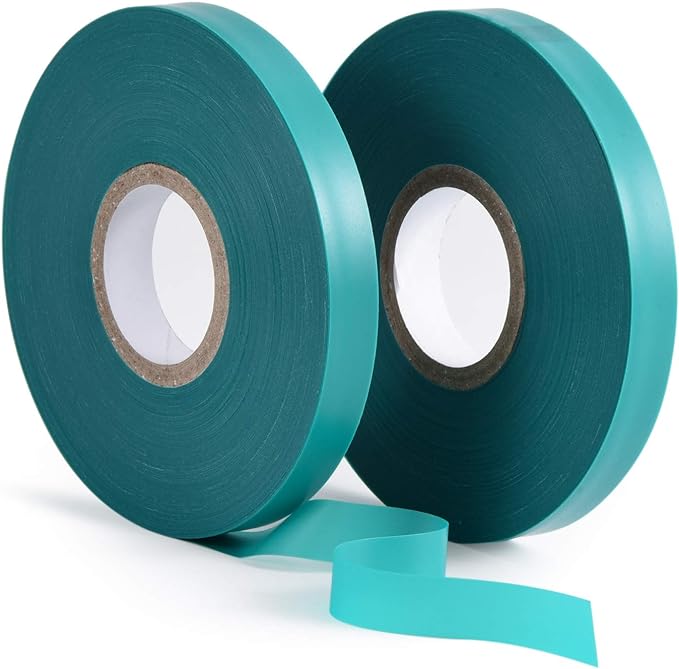 2 Pcs 150 Feet x 1/2" Wide Stretch Tie Tape Green Plant Garden Tie, Garden Vinyl Stake for Branches, Climbing Planters, Flowers
