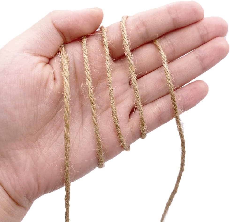 Jute Twine 328 Feet 2.5mm 4Ply Heavy Duty Brown Jute Rope String for Home Gardening Plant Picture Hanger Industrial Packing Mason Jars Wedding Decorations Crafts