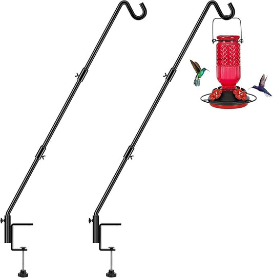 FEED GARDEN [Upgrade Version 2 Pack Bird Feeder Hanger Adjustable 43 Inch Deck Hooks for Railing 360 Degree Swivel Heavy Duty Hanging Hooks for Bird Feeders Wind Chimes