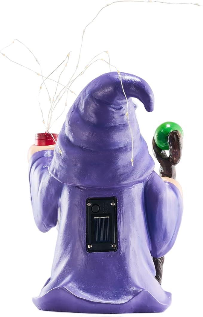 Resin Gnome Statue Outdoor Decor Waterproof Firework Solar LED Lights Gnome Garden Sculpture Decorations for Outside Lawn Patio Yard Ornament Gifts (Gnome)