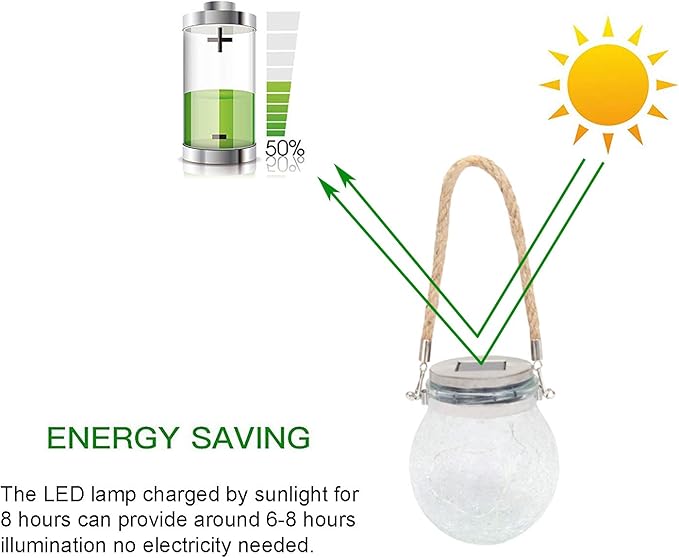 2 Pack Hanging Solar Powered LED Lights,Cracked Glass Ball Light, Waterproof Outdoor Christmas Decorative Lantern for Garden, Yard, Patio, Lawn (Colorful)