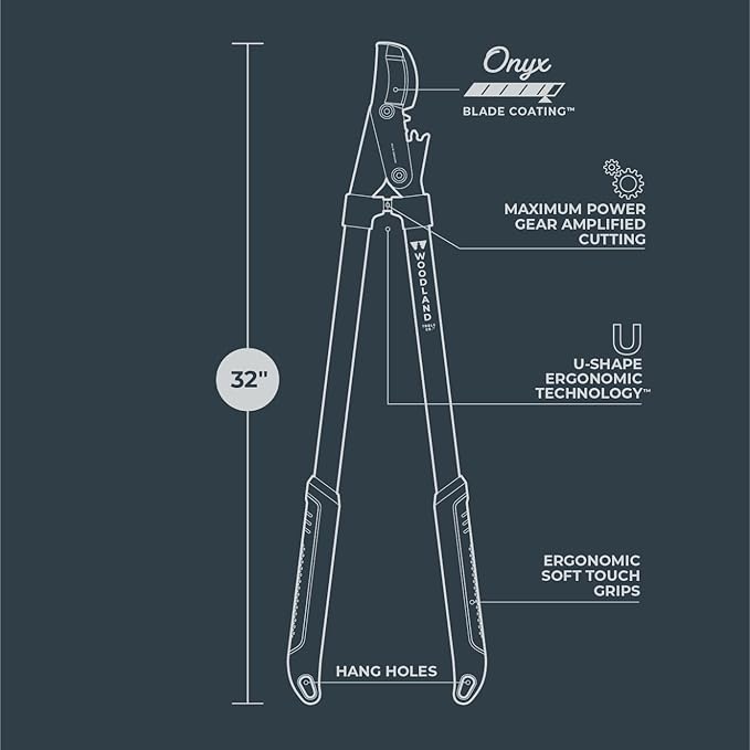 Woodland Tools Co. Super Duty 32" MaxForce Lopper – Gear-Powered Tree Cutter & Branch Trimmer for Effortless Pruning and Superior Gardening Performance