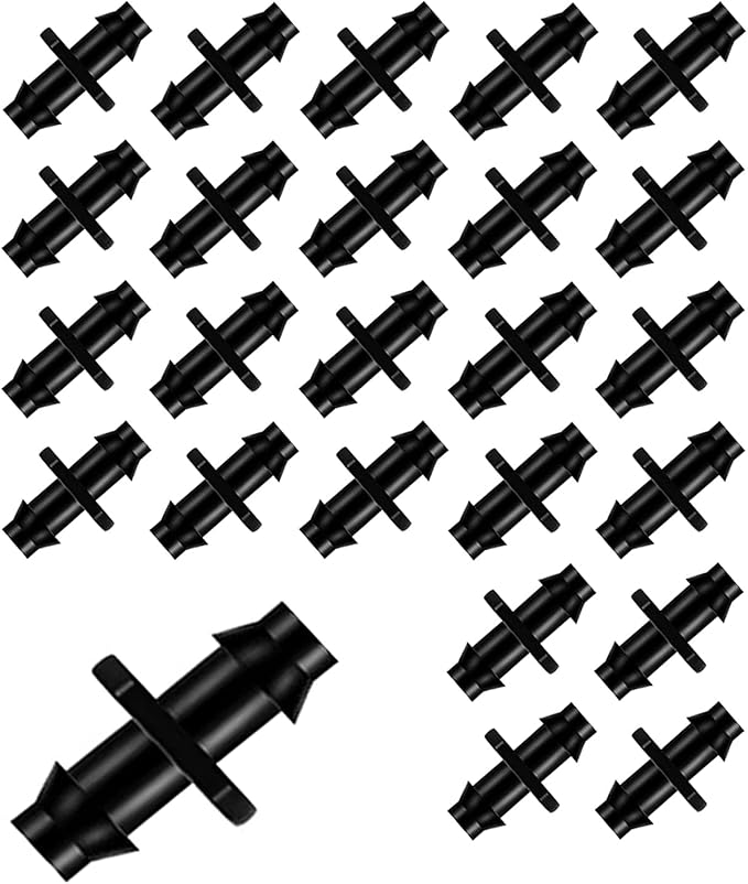 BEADNOVA Drip Irrigation Connectors 30 Pcs 1/4 Inch Barbed Connector Straight Couplings Irrigation Connectors for 1/4 Inch Drip Tubing Water Tubing Gardening Irrigation Supplies (30pcs)
