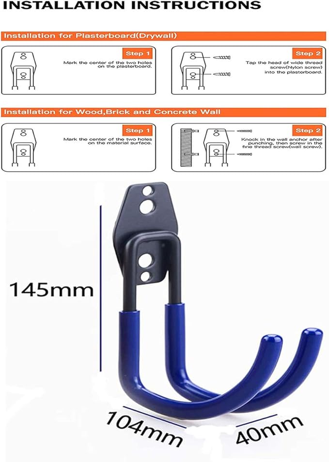 2Pcs Leaf Blower Hanger for Garage, Leaf Blower Rack for Garage, Leaf Blower Hanger for Wall, Leaf Blower Hooks for Garage, Perfect for Garage Wall Tool Organizers and Storage, No Blower (Set of 2)