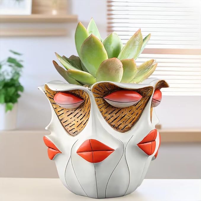 TOZLU Picasso Brutalist Abstract Beauty Face Flower Pot Ornaments Abstract Face Flower Pots Abstract Head Planter Pots Container Colorful Face Art Abstract Resin Flower Pot (face Flower Pot)