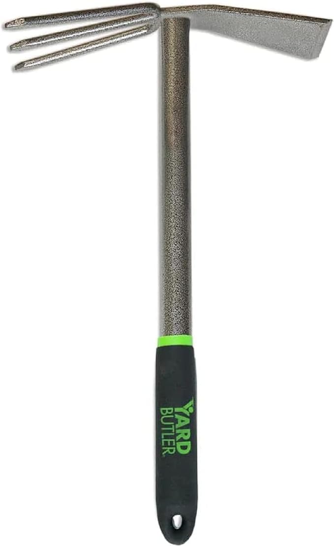 Yard Butler Terra Tiller - Durable Weeding & Tiller Gardening Tool - Ergonomic Grip for Weeding, Tilling & Digging - Dual-Action Head with Three Prongs & Beveled Edge