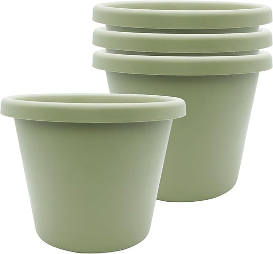 The HC Companies 8.5 inch Round Classic Planter - Plastic Plant Pot for Indoor Outdoor Plants Flowers Herbs, Seafoam (4 Pack)