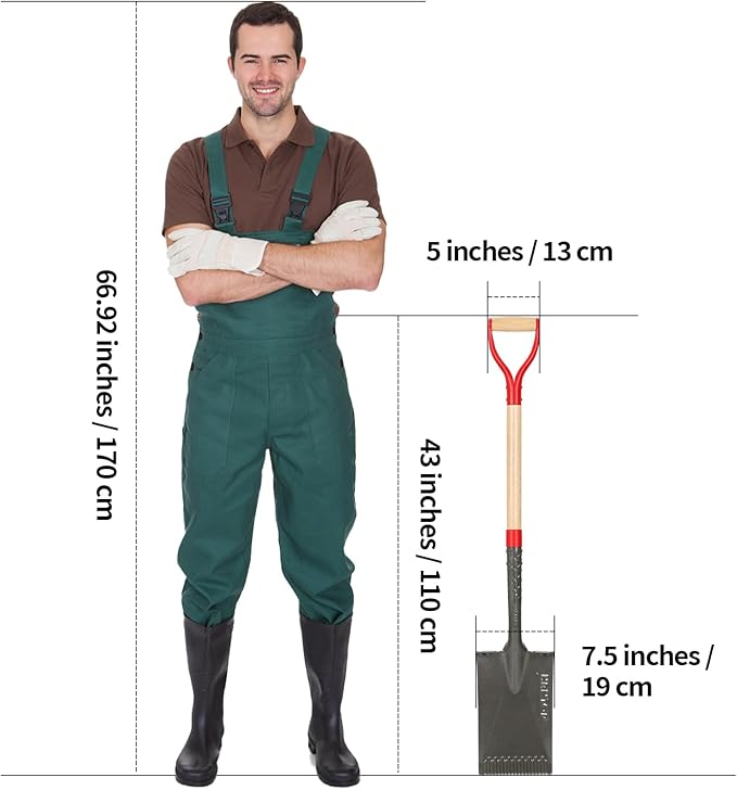 Flat Shovel Garden Spade Shovel Trenching Shovel Square Point Shovel for Digging Gardening Planting Edging, 43 inches