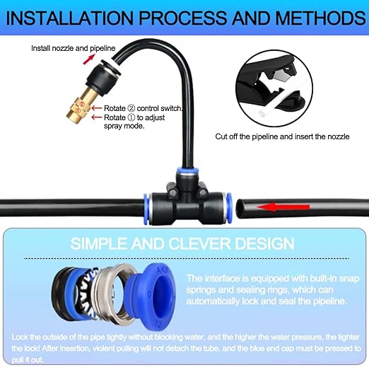 New Quick Connector Drip Irrigation Kits,Automatic Irrigation System with 360-degree Bending Dropper,Adjustable atomizing Copper Nozzle for Watering System for Garden Plants Lawn.(Automatic Timer)