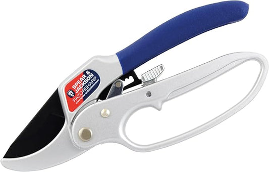 Spear & Jackson 6358RS Razorsharp Ratchet Anvil Pruners / Pruning Shears with Loop Handle. Clean & Easy Cutting. Cuts Thick Branches