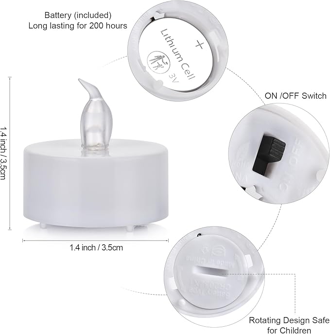 LED Tea Lights Flameless Candles: 12Pack Battery Operated Candle Realistic and Bright Flickering Holiday Gift Long Lasting 200Hours for Seasonal & Festival Celebration WarmYellow