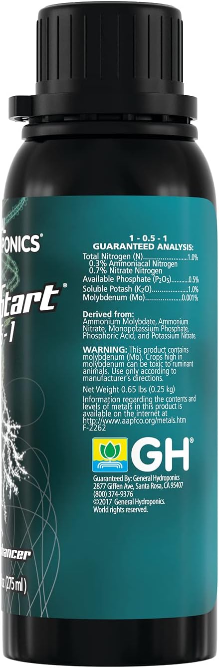 General Hydroponics RapidStart, Plant Food, 1-0.5-1, 275 mL.