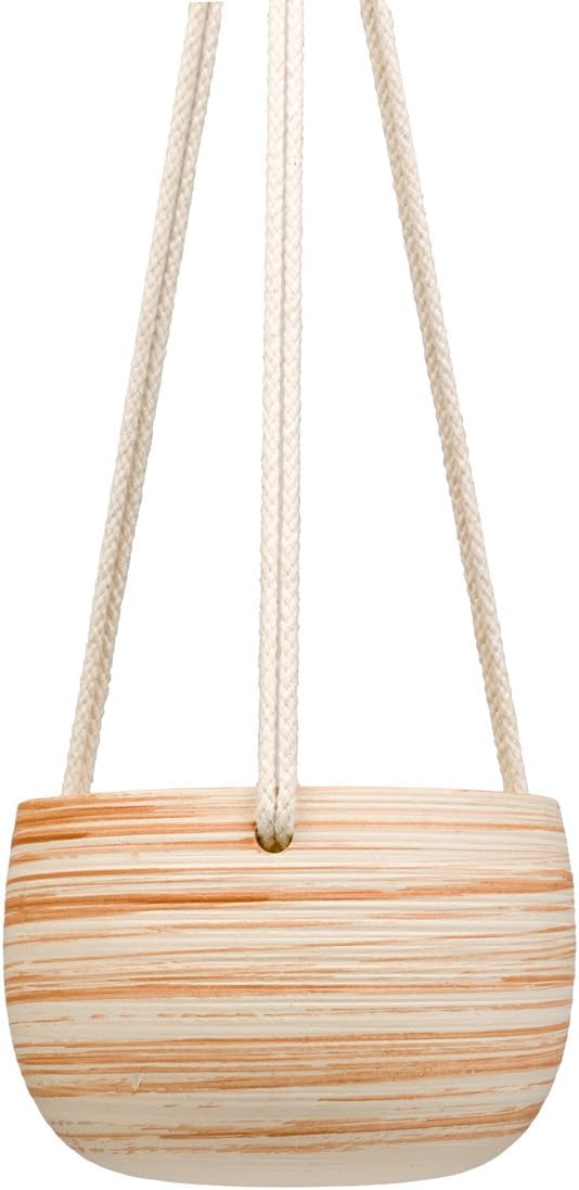 Mkono Ceramic Hanging Planter Macrame Plant Holder 5 Inch Cute Succulent Cactus Pot with Cotton Rope Hanger for Indoor Outdoor Decor, 1 Pack