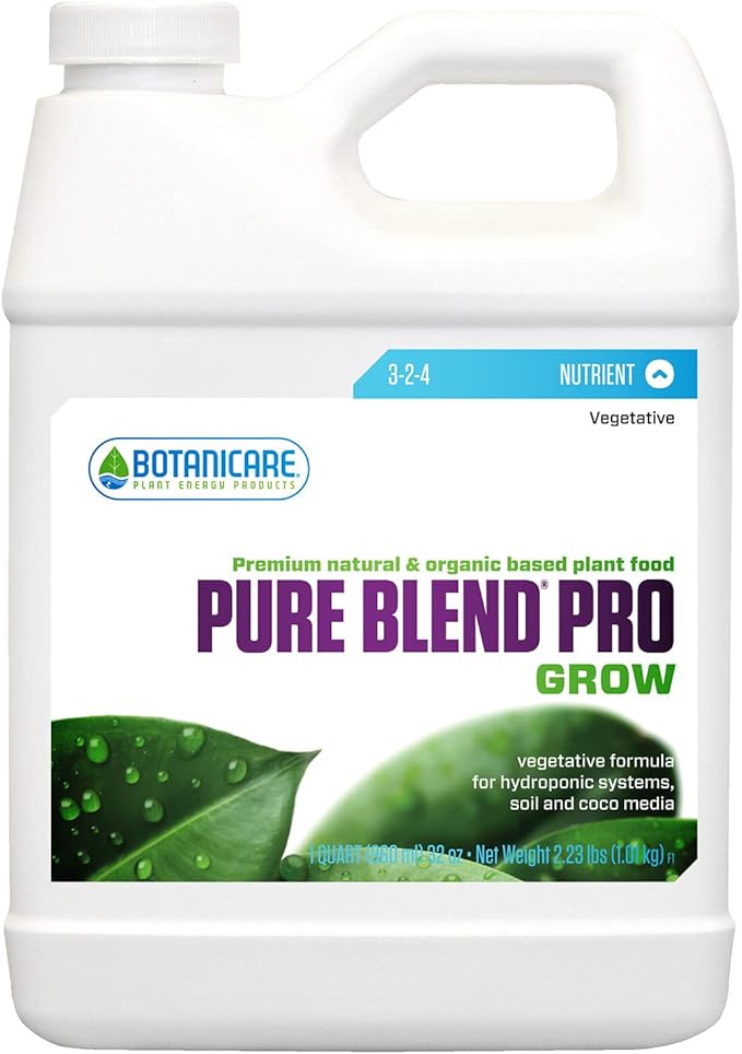 Botanicare Pure Blend Pro Grow, Nutrient, 3-2-4, 1 qt.