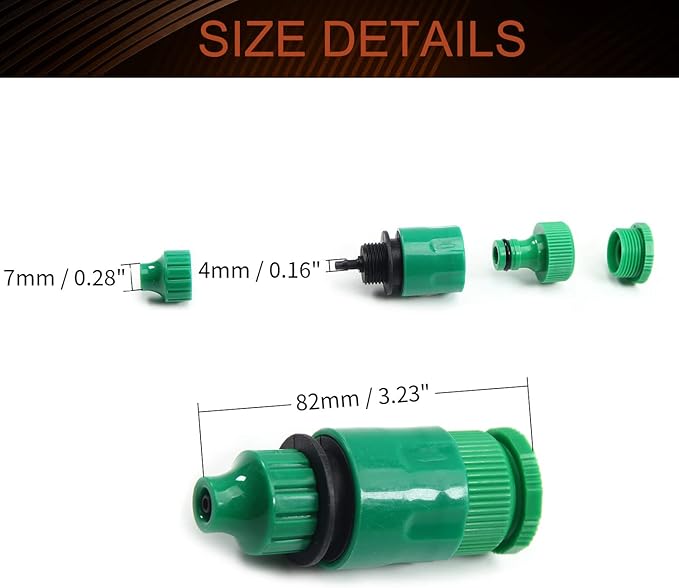MroMax 2Pcs Hose Tap Connector, Connected to G1/2 or G3/4 Threaded, Suitable for 4/7mm Hose, Quick Connector Hose Pipe Adapter, Faucet Nozzle for Garden Irrigation System Green
