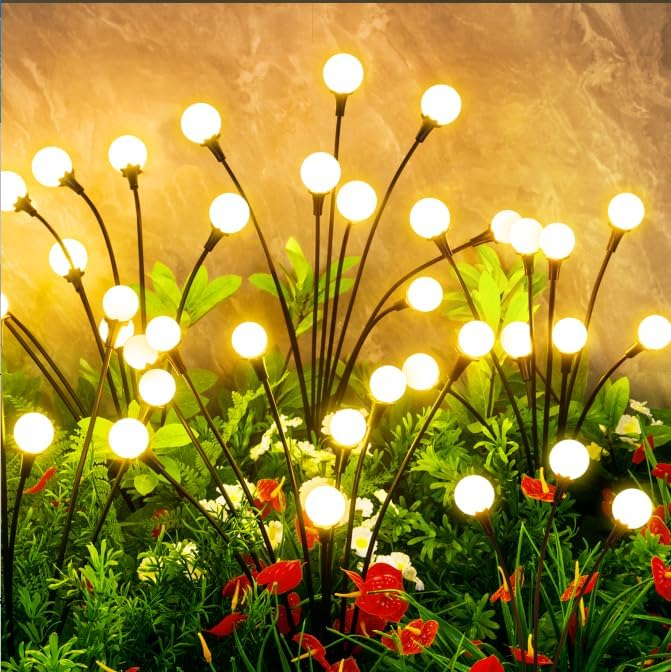 Solar Lights Outdoor Waterproof, 10 Packs 80LED, Solar Garden, Patio, Garden Decor, Patio Decor, Firefly Outdoor, Unique Gifts for Women, Gifts for Grandma