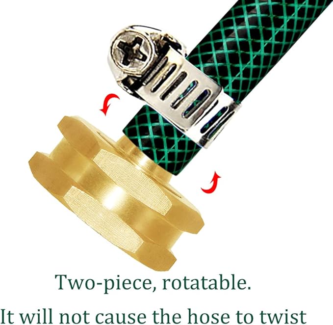 Joywayus 2Pcs 3/4" Barb x 3/4" Female GHT Thread Swivel Hex Brass Garden Water Hose Pipe Connector Copper Fitting with Stainless Clamp House/Boat/Lawn/Power Wash/Irrigation