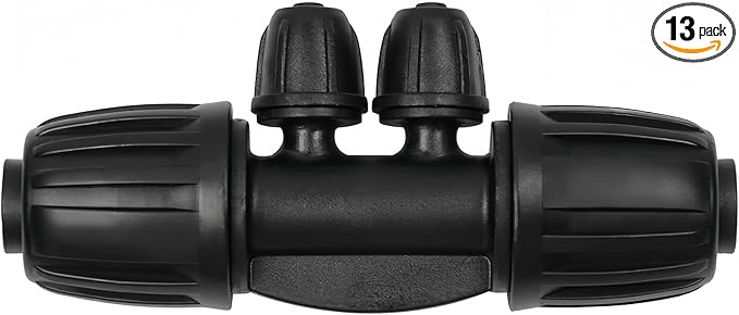 13 Pcs Drip Irrigation Fittings for 1/2 Inch Tubing (1/2" ID x 0.65" OD) to 1/4 Inch Irrigation Tubing, Locked Barbed 1/2" to 1/4" Reducing Tee Connector Drip Line Parts