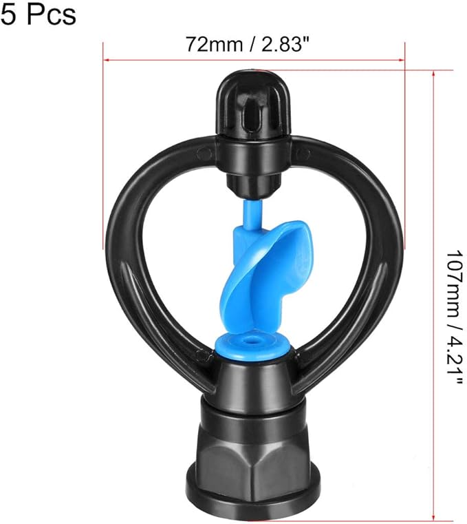 uxcell Butterfly Rotating Sprinkler, Plastic Atomizing Micro Nozzle for Garden Irrigation, 5 Pcs (Blue)