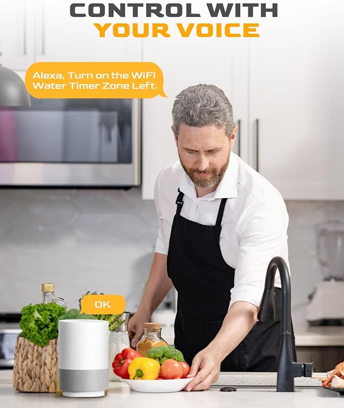 RAINPOINT Sprinkler Timer WiFi Water Timer with Brass Inlet, 2 Outlets Smart Hose Timer,Automatic Irrigation System Controller, APP & Voice Control, Irrigation by Weather/Quantity/Soil Moisture