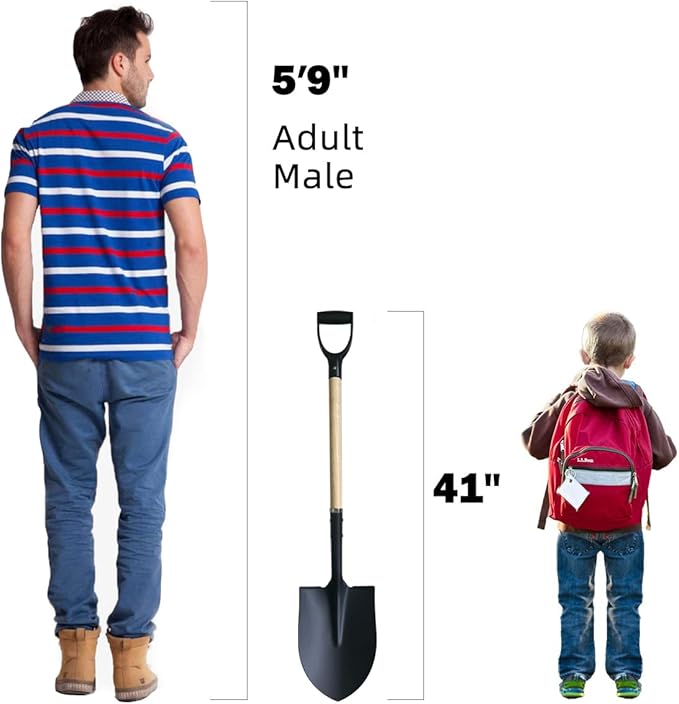 Shovels for Digging, Digging Shovel,Round Shovel,Garden Spade Shovel with D-Handle,Wood+Metal（41 inch 1Pack）
