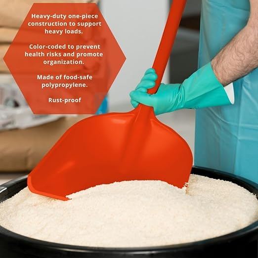 SPARTA 41077EC24 Plastic Sanitary Shovel, Food Safe Plastic Shovel For Commerical Kitchens, 14 Inches, Orange, (Pack of 3)