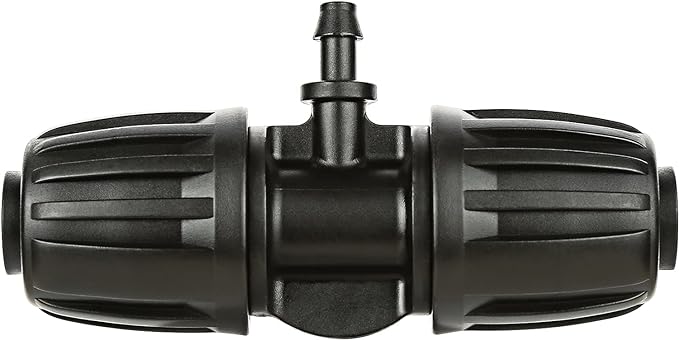 Irrigation Fittings for 1/2 inch Tubing (1/2" ID x 0.65" OD) to 1/4 inch Irrigation Tubing, Anti-Drop Locked Barbed Reducing Tee for Drip Hose - Pack of 10