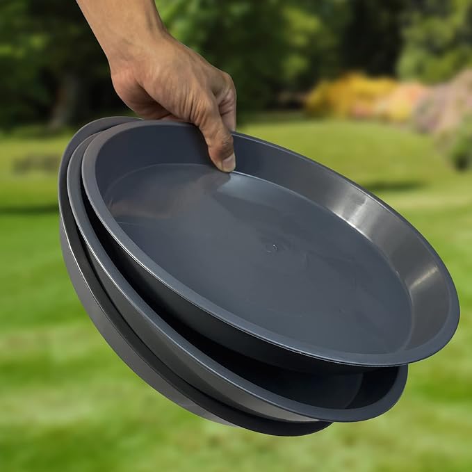 6 Pack Plant Saucer 4 6 8 10 12 14 16 18 20 22 Inch Plastic Plant Tray, Sturdy and Durable Flower Pot Container Accessories Plant Pot Saucers for Indoor and Outdoor (10 Inch, Gray)