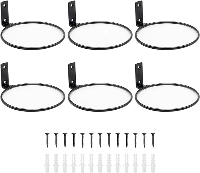 6 Pack 8 Inch Wall Flower Pot Holder Ring Plant Hanger, Metal Planter Hooks Wall Mounted Bracket Heavy Duty for Outdoor Indoor