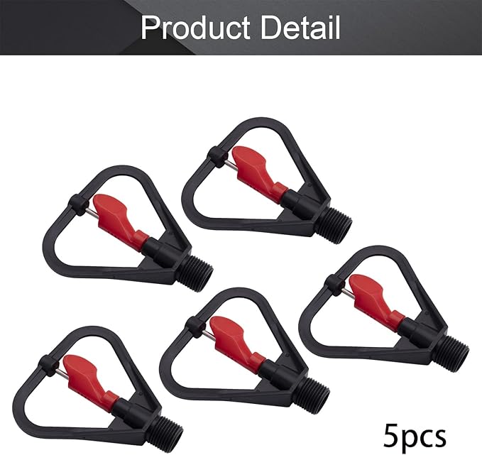 MroMax Butterfly Rotating Sprinkler, 1/2BSPF Thread Plastic Micro Atomizing Nozzle for Garden Irrigation, 5Pcs (Black&Red)