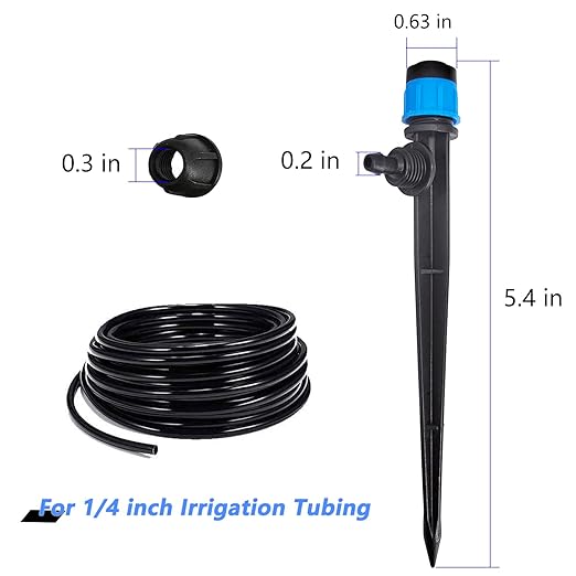 100Pcs Drip Irrigation Emitters with Lock, Adjustable 360 Degree Water Flow Irrigation Drippers for 1/4" Drip Irrigation Tubing, Micro Spray Drip System Parts for Garden Irrigation System