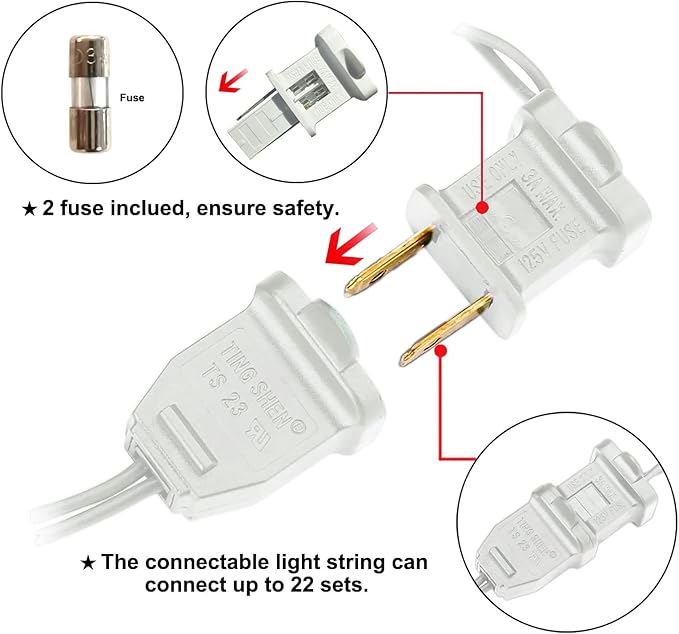 MULTI-SPARKING White LED Christmas Lights - 100 Count Warm White Christmas String Lights for Tree, Party, Wedding, Holiday, Indoor and Outdoor Decor, 33 Feet White Wire, UL Certified, Connectable