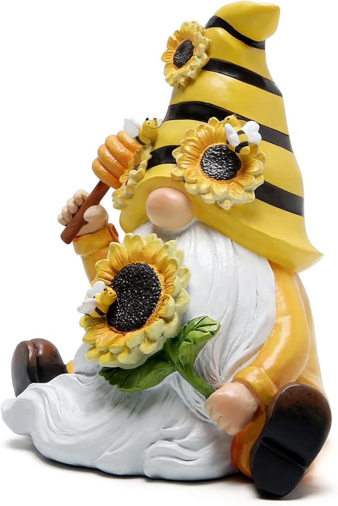 Hodao Bumble Bee Spring Gnome Decorations Honey Bee Gnomes Ornaments World Bee Day Decorations Gifts Fall Thanksgiving Gnomes Figurines Bee for Garden Decor Birthday Gifts for Mom, Grandma, Women