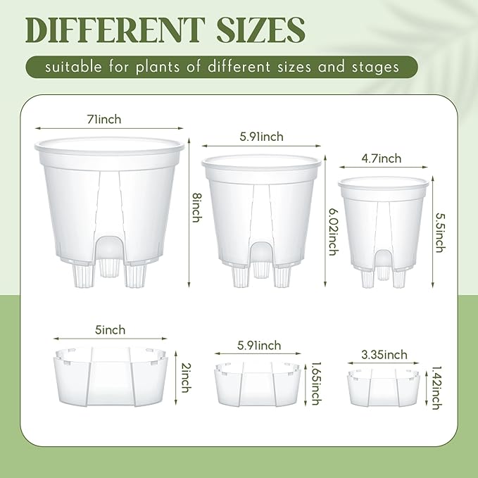 9 Pcs Clear Self Watering Pots 5/6 /7 Inch Self Watering Planters with Deep Reservoir and High Drainage Holes for Indoor Outdoor Plants and Flowers