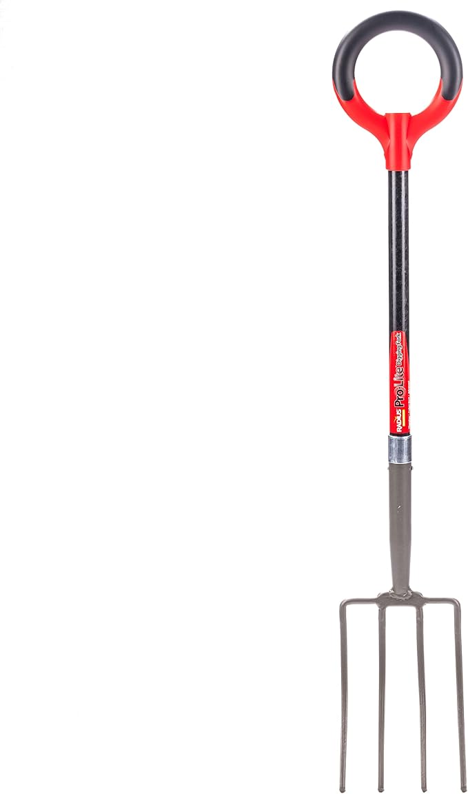 Radius Garden 25311 Pro-Lite Ergonomic Carbon Steel Digging Fork, Red