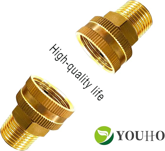 YOUHO Garden Hose Adapter Garden Hose to Pipe Fittings Connect, Garden Pipe Joint Extension Repair Fitting (1/2NPT(M) to 3/4 GHT(F) 2pcs)