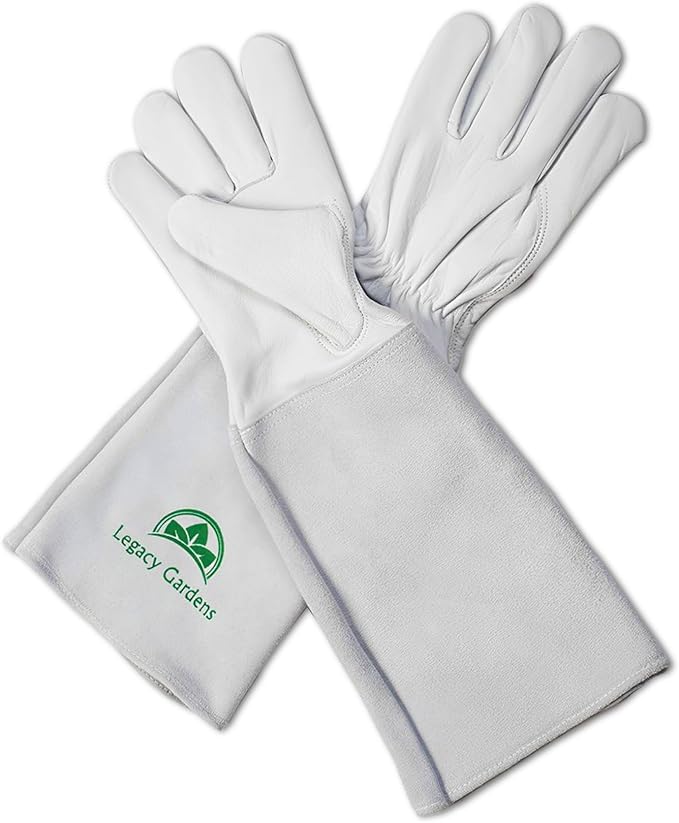 Thorn Resistant Leather Gardening Gloves for Men & Women – Long Gauntlet Rose Pruning Gloves with Forearm Protection for Pruning and Yard Work - Medium