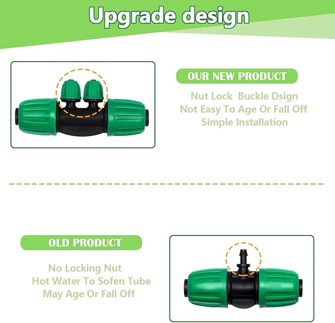 12 Pack 1/2 Inch To 1/4 Inch Drip Irrigation Fittings (1/2" ID x 0.65" OD), Drip Line Irrigation Locked Barbed 1/2" To 1/4" Adapter 1/2 Inch To 1/4 Inch Reducer Tee