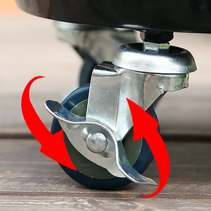 ARTLINE 10" Round Plant Stand with Lockable Wheels, 160lbs Heavy Duty for Indoor Outdoor, Large Rolling Dolly Planter Caddy on Casters to Carry Potted Flower Pot, Round Metal Tray NO Holes, 2 Pack