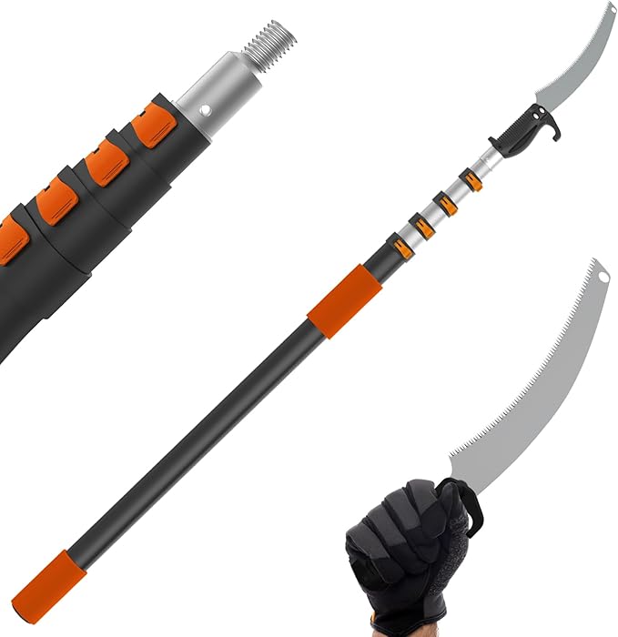 Buyplus 26FT Reach Pole Saws for Tree Trimming, Pole Saw with 5-20FT Telescoping Extension Pole, Pruning Saw with 19" 3X Detachable Saw, Non-Slip Handle, Tree Trimmer for Garden Palms Shrubs